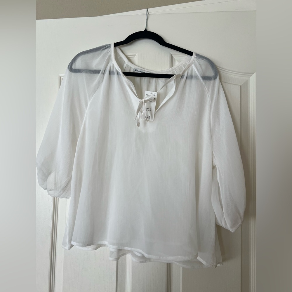 Abercrombie & Fitch White Sheer Blouse